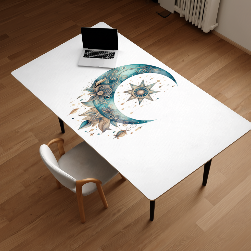 Boho Celestial Sun and Moon Desk Pad