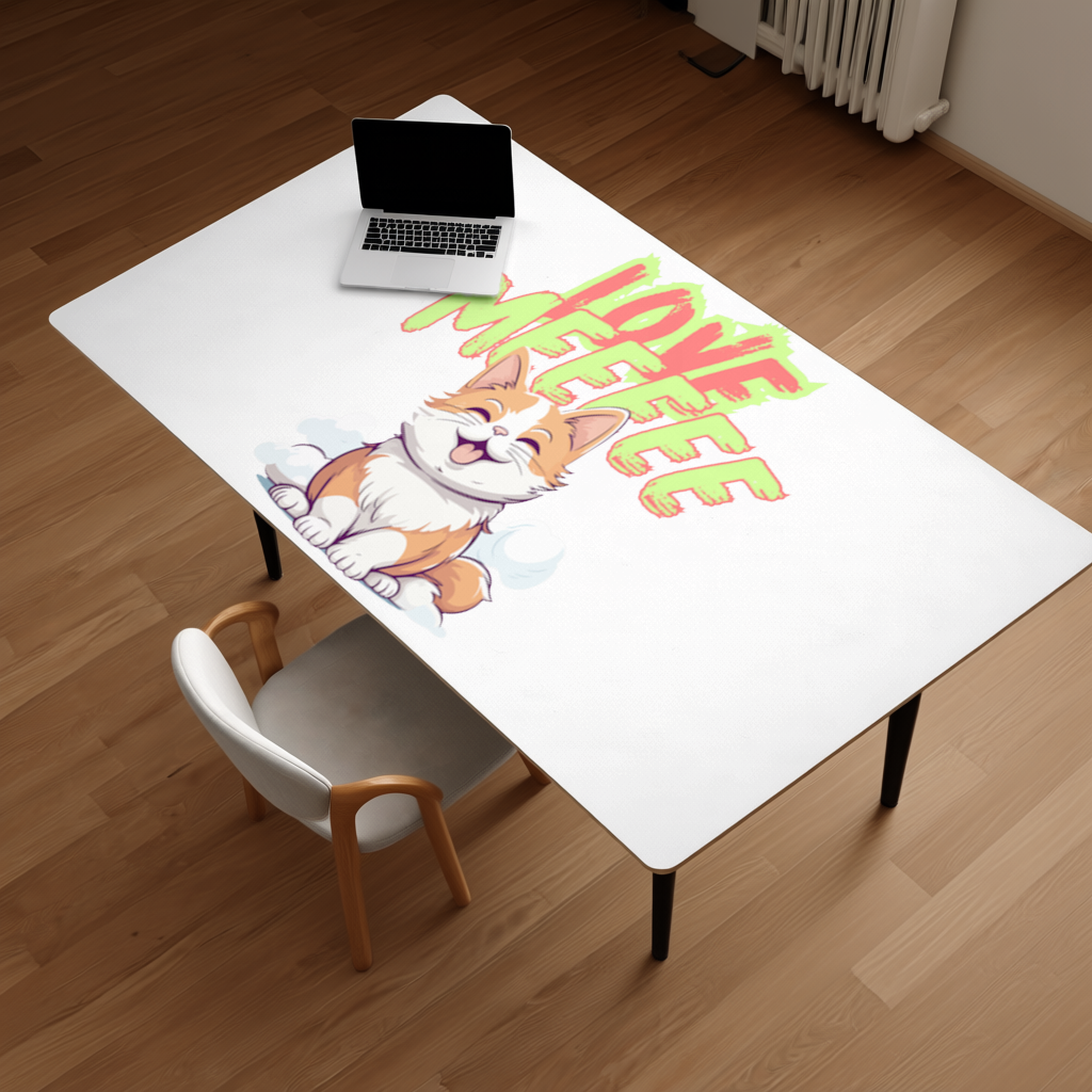 Cute Orange Cat Love Me Desk Pad
