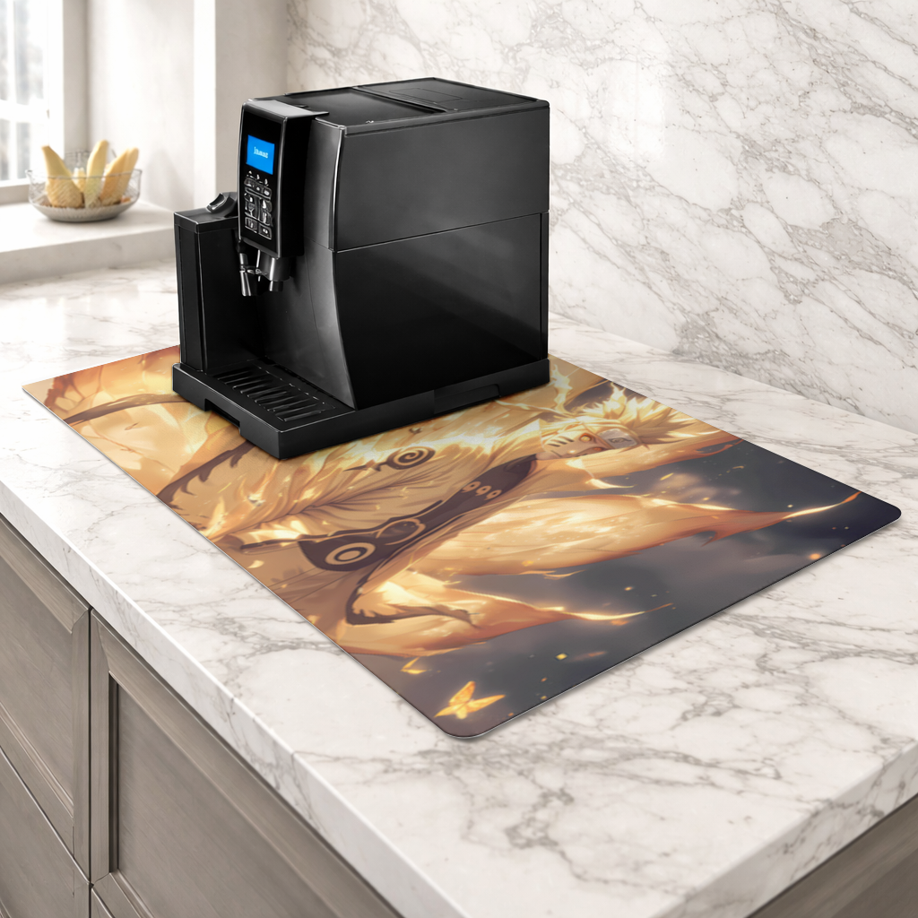 Naruto Uzumaki Kurama Chakra Mode Awakening Coffee Machine Base Mat
