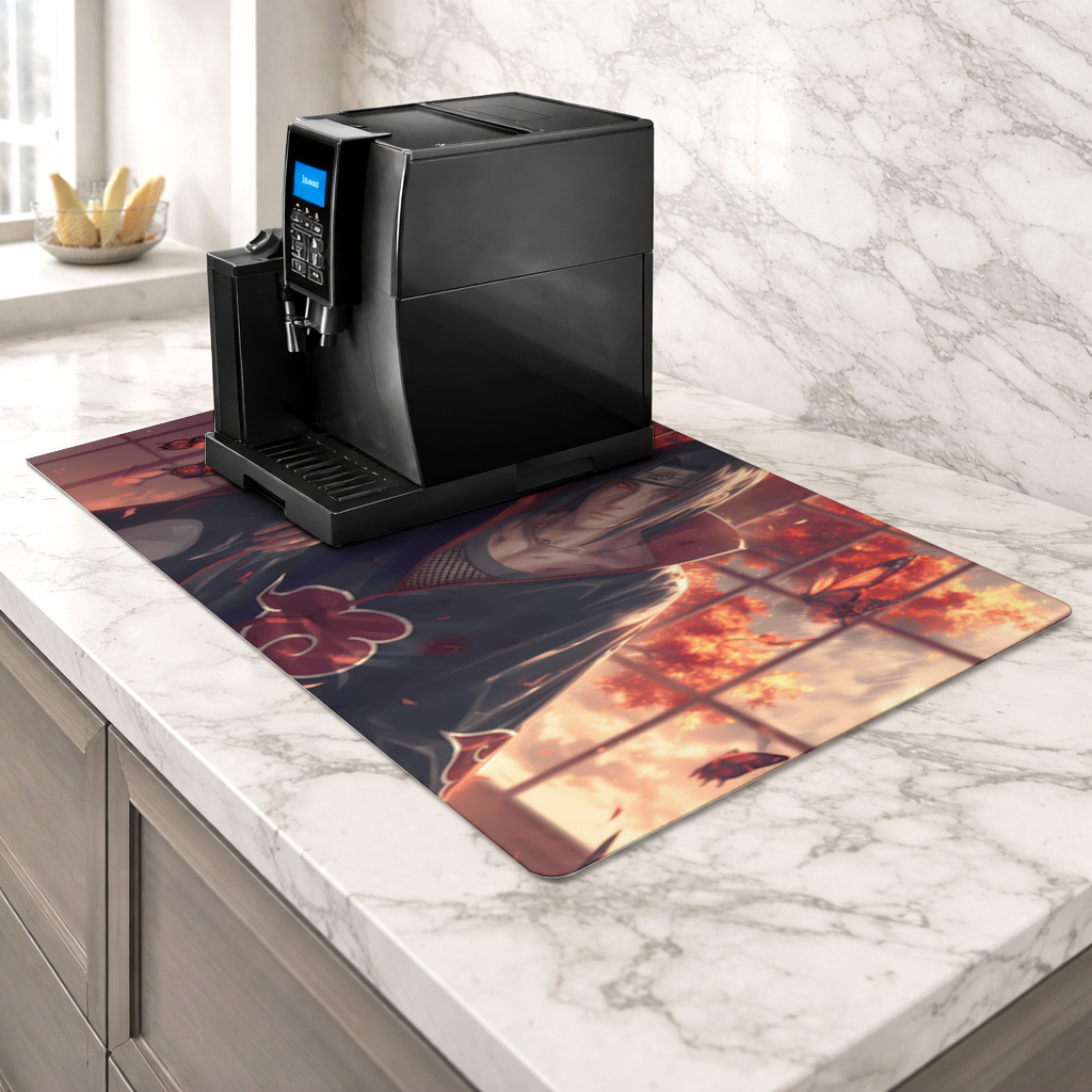Itachi Uchiha The Crimson Sunset of Sacrifice Coffee Machine Base Mat