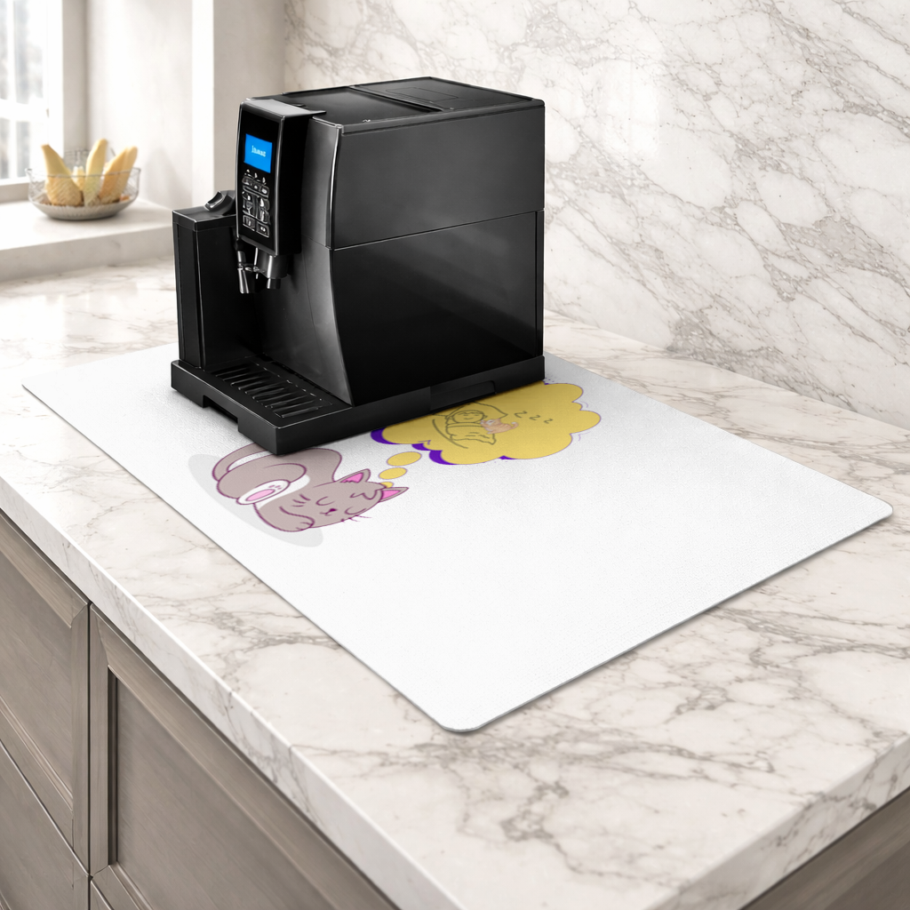 Cat Planning a 4 AM Zoomies Illustration Coffee Machine Base Mat
