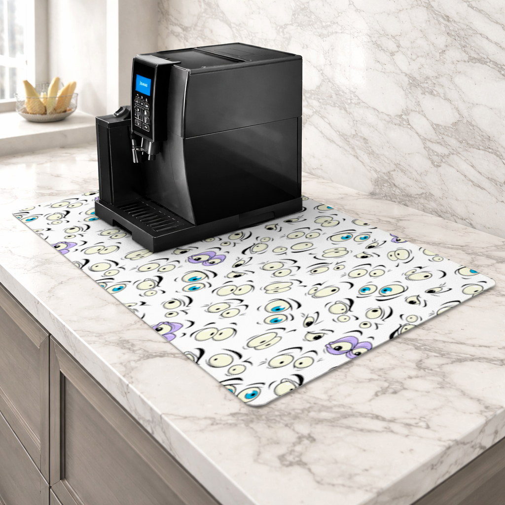Funny Cartoon Eyes Pattern Coffee Machine Base Mat