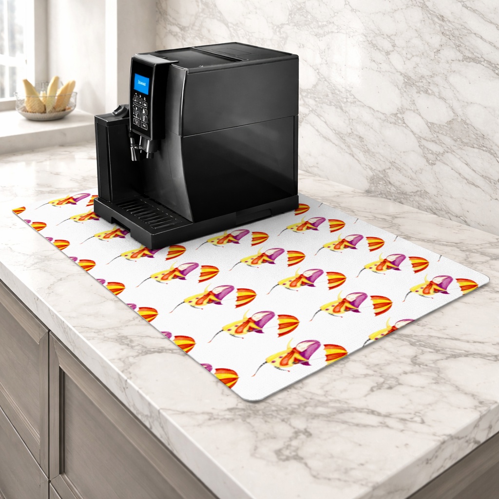 Cheerful Girl with Umbrella Coffee Machine Base Mat