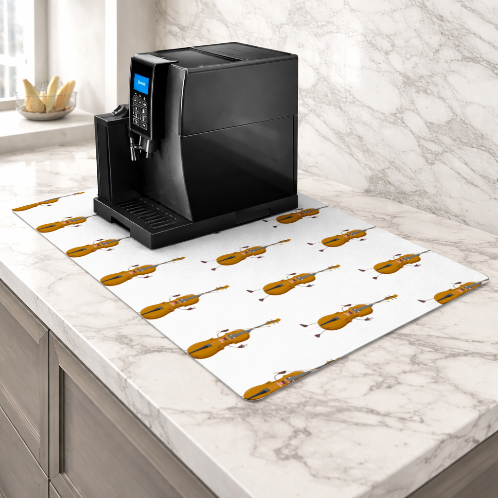 Happy Cello Character Art Design Coffee Machine Base Mat