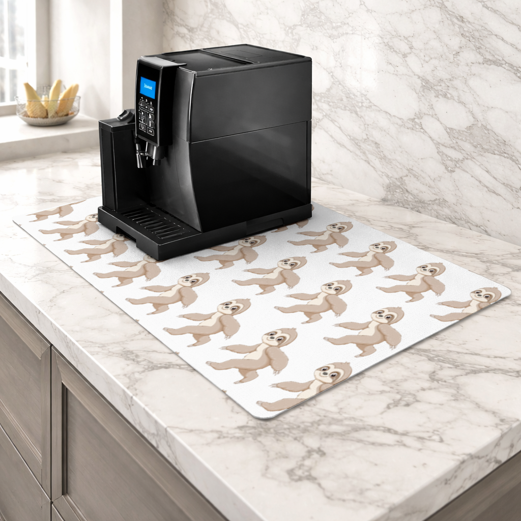 Cute Joyful Walking Sloth Coffee Machine Base Mat