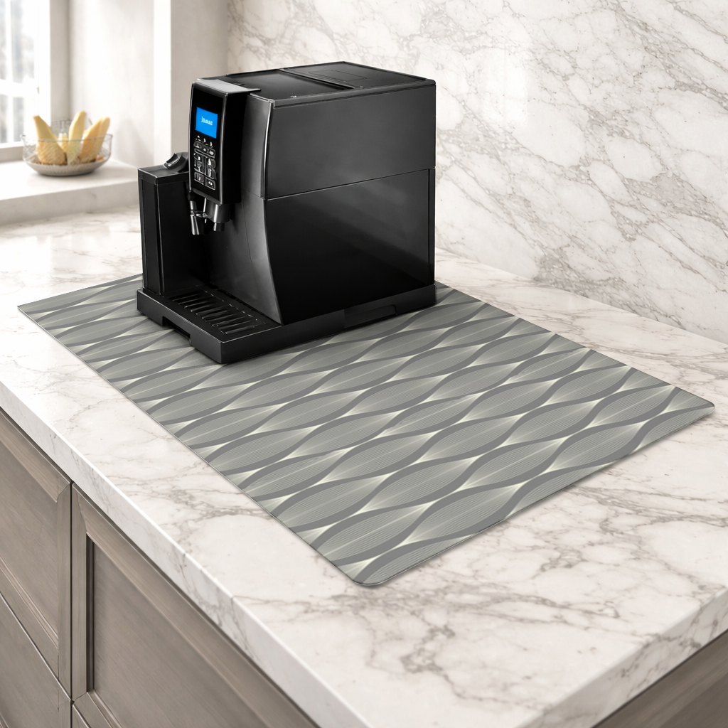 Art Deco Geometric Wavy Pattern Coffee Machine Base Mat