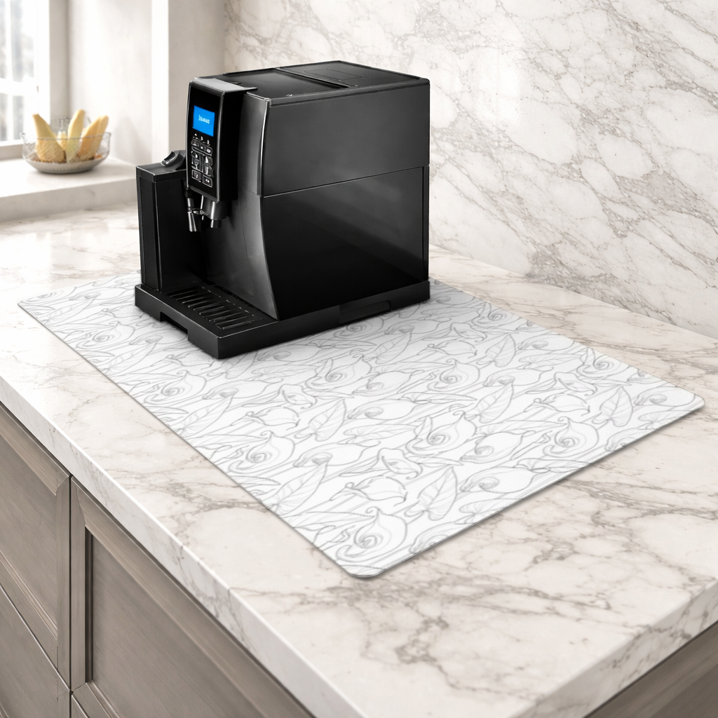 Calla Lily Sketch Coffee Machine Base Mat