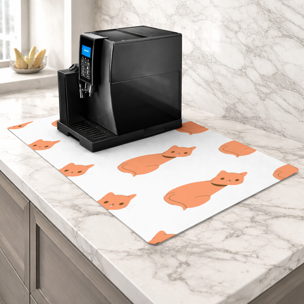 Kawaii Orange Cat Blep Coffee Machine Base Mat