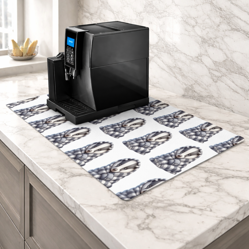 Cozy Baby Badger Wrapped in Blanket Coffee Machine Base Mat