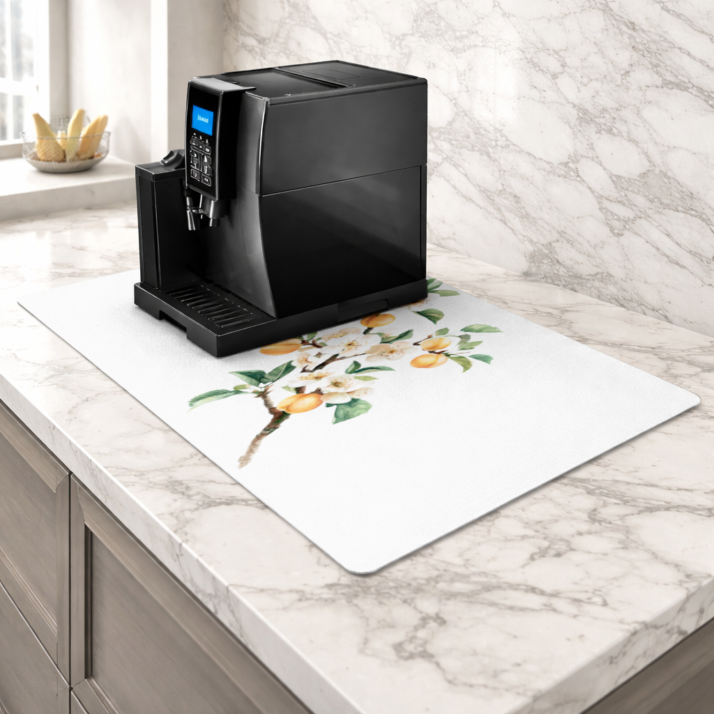 Watercolor Apricot Blossom Branch Coffee Machine Base Mat