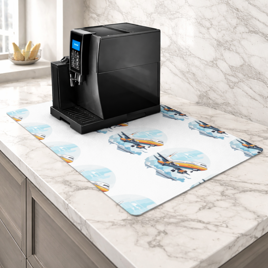 Retro Orange Commercial Airplane Coffee Machine Base Mat