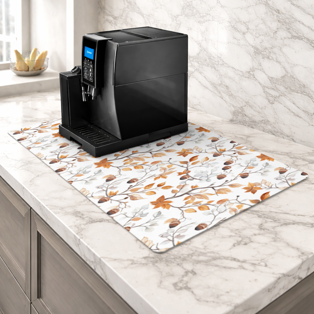 Watercolor Fall Acorns and Leaves Coffee Machine Base Mat