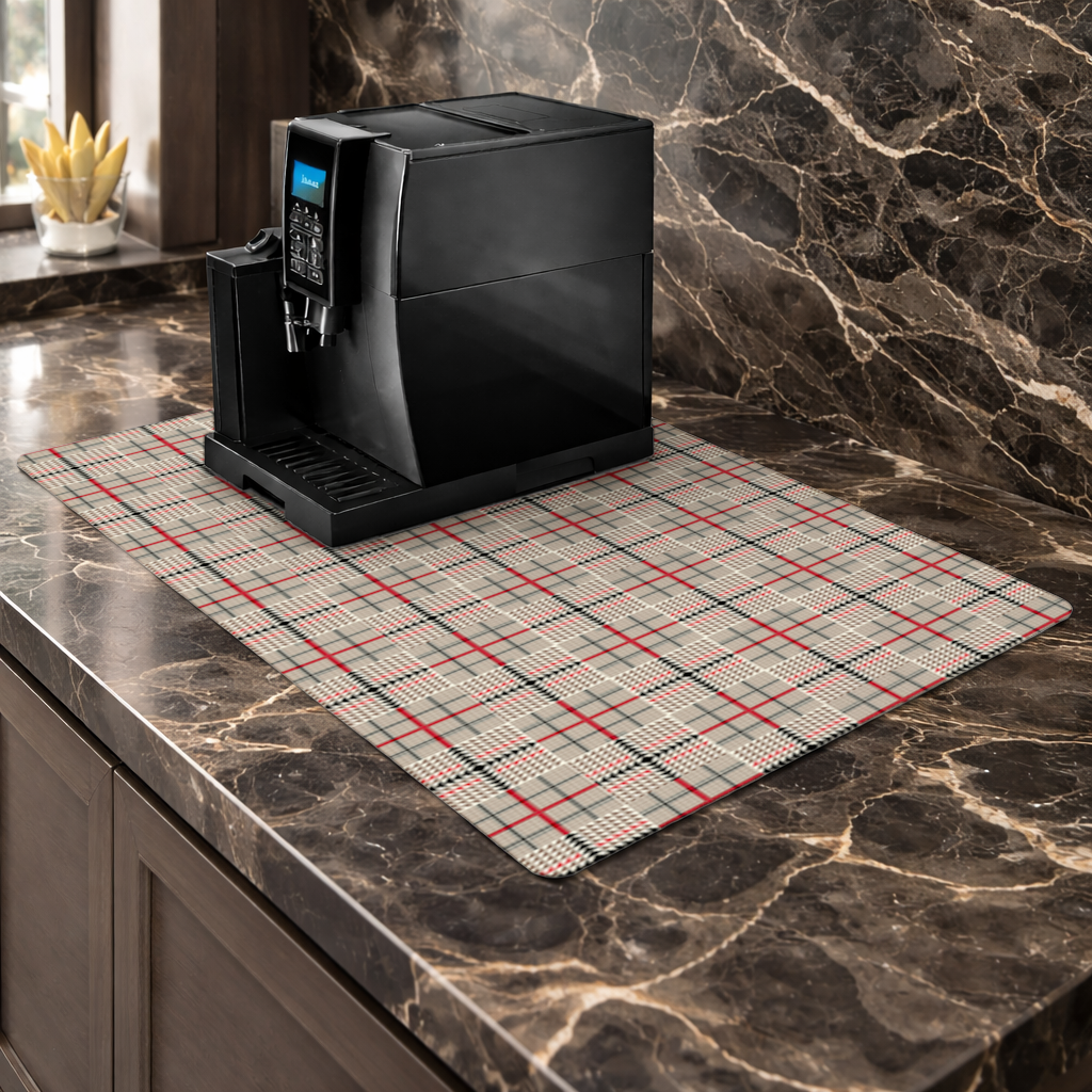 Red Black Geometric Tribal Pattern Coffee Machine Base Mat