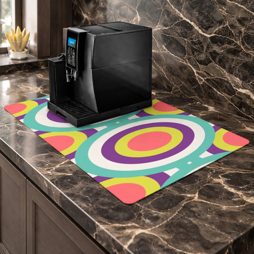 Colorful Geometric Circle Pattern Coffee Machine Base Mat
