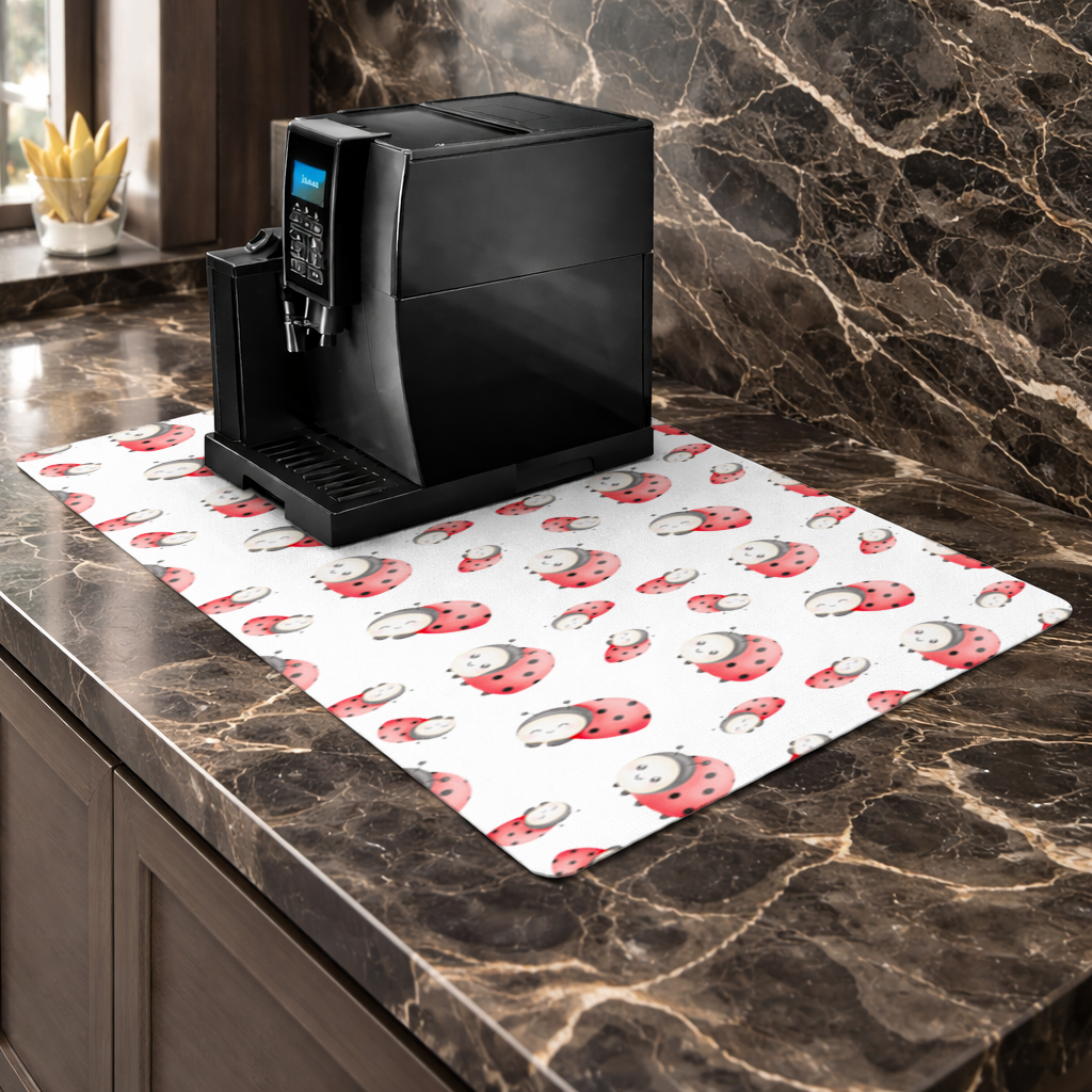 Cute Kawaii Ladybug Pattern Coffee Machine Base Mat