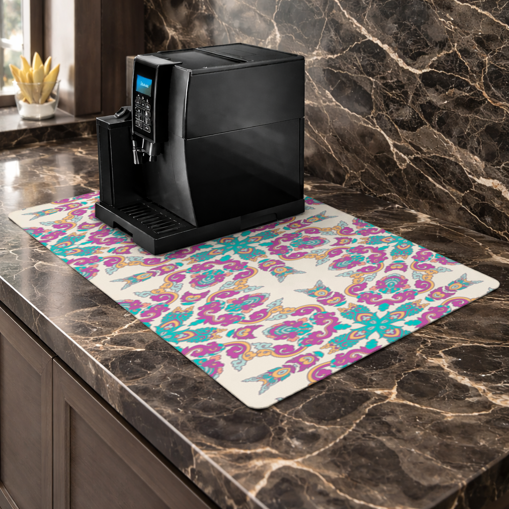 Colorful Oriental Symmetrical Mandala Pattern Coffee Machine Base Mat