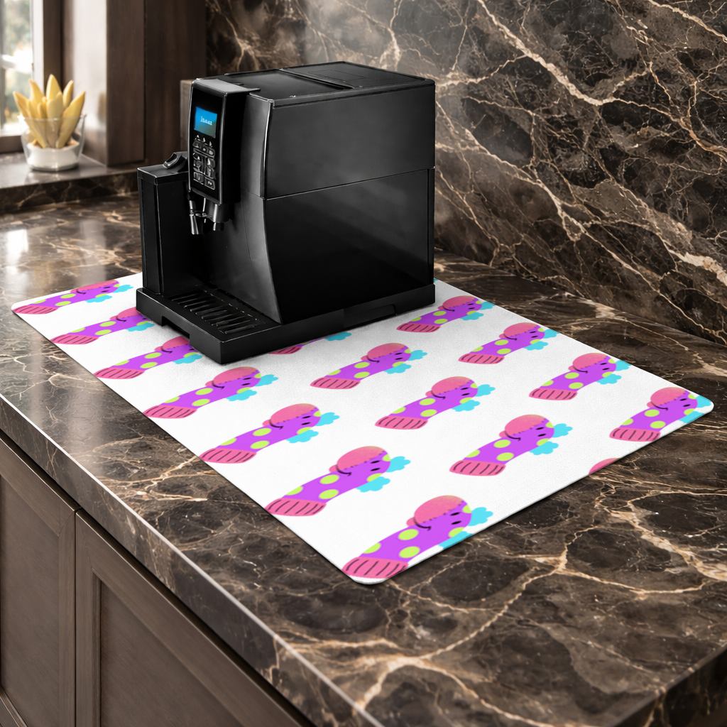 Cute Colorful Dinosaur Illustration Coffee Machine Base Mat