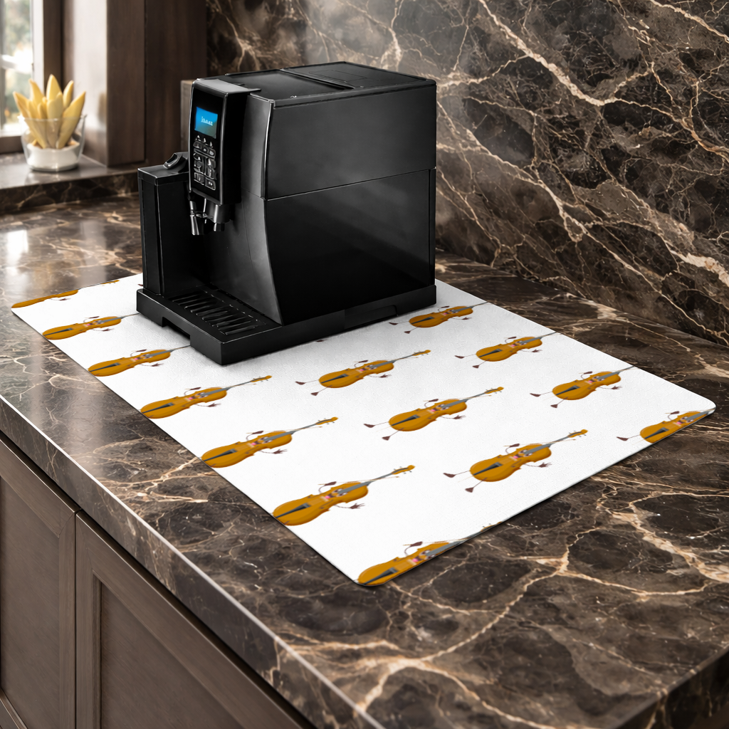 Happy Cello Character Art Design Coffee Machine Base Mat