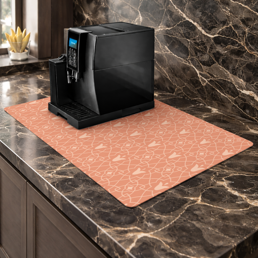 Modern Geometric Linear Terracotta Pattern Coffee Machine Base Mat