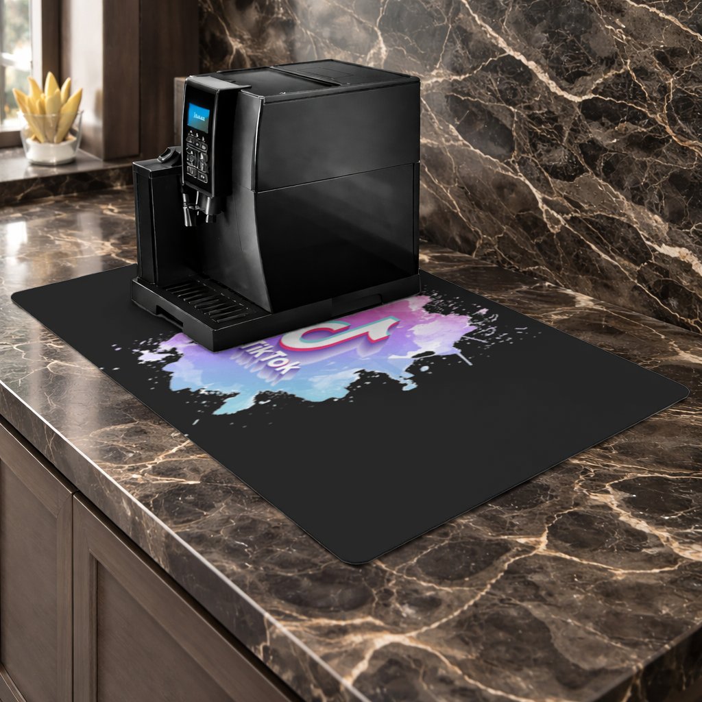 TikTok Logo with Watercolor Effect Coffee Machine Base Mat