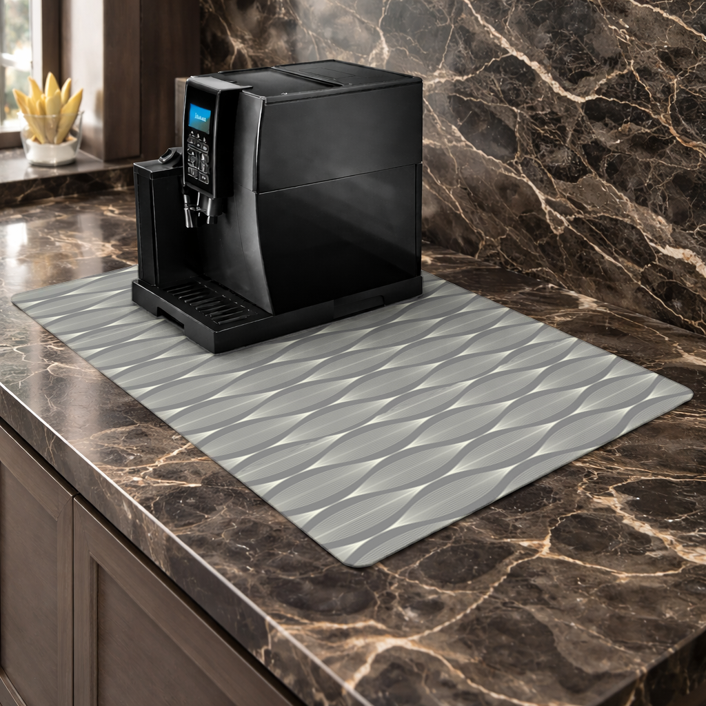 Art Deco Geometric Wavy Pattern Coffee Machine Base Mat