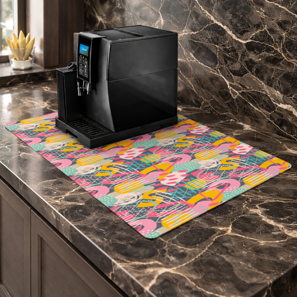 Abstract Geometric Doodle Coffee Machine Base Mat