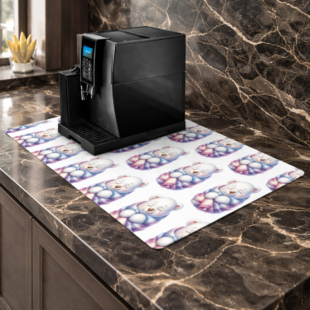 Cozy Sleepy Polar Bear Cub Coffee Machine Base Mat
