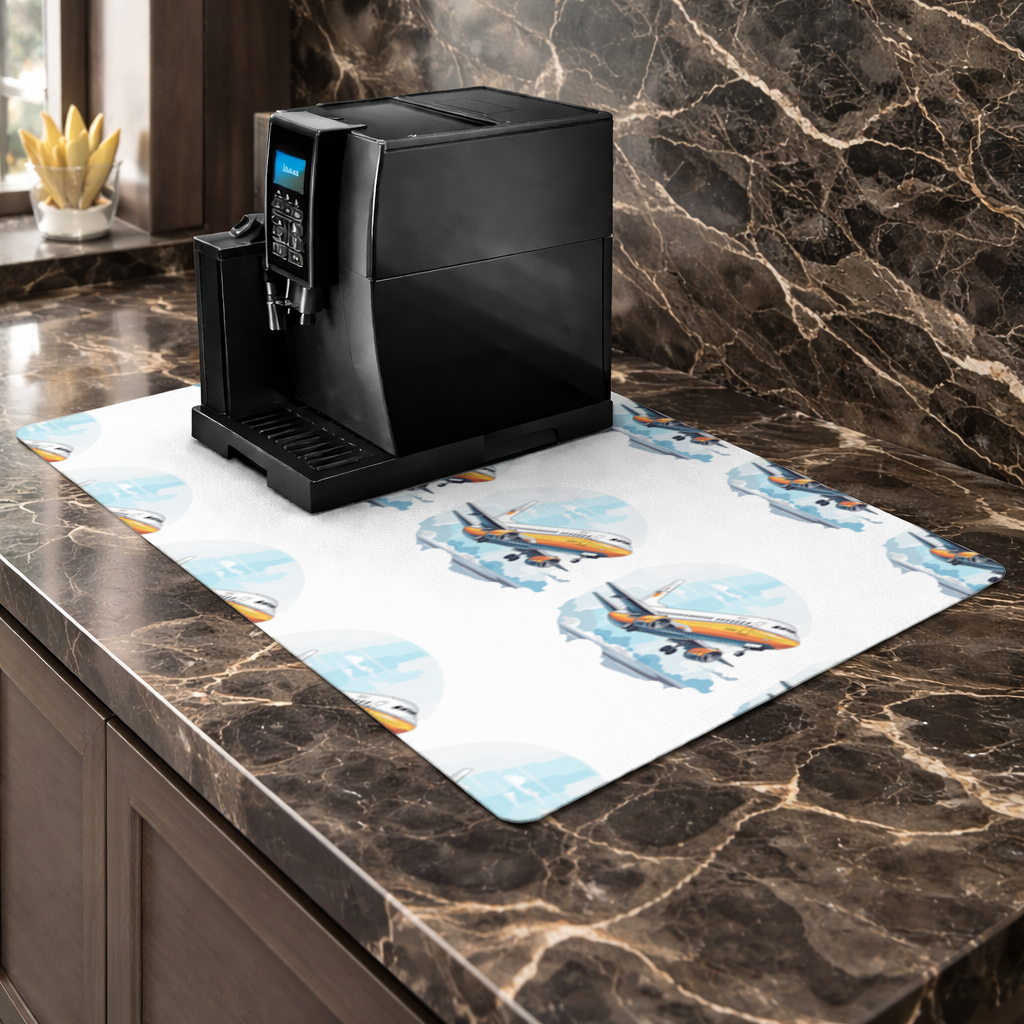 Retro Orange Commercial Airplane Coffee Machine Base Mat