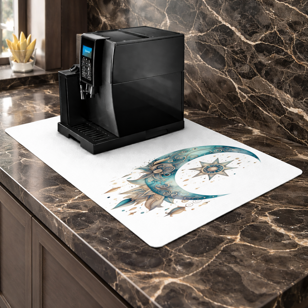 Boho Celestial Sun and Moon Coffee Machine Base Mat