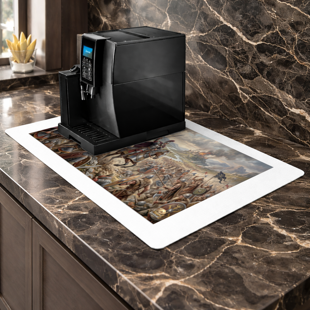 Epic Battle Scene Coffee Machine Base Mat
