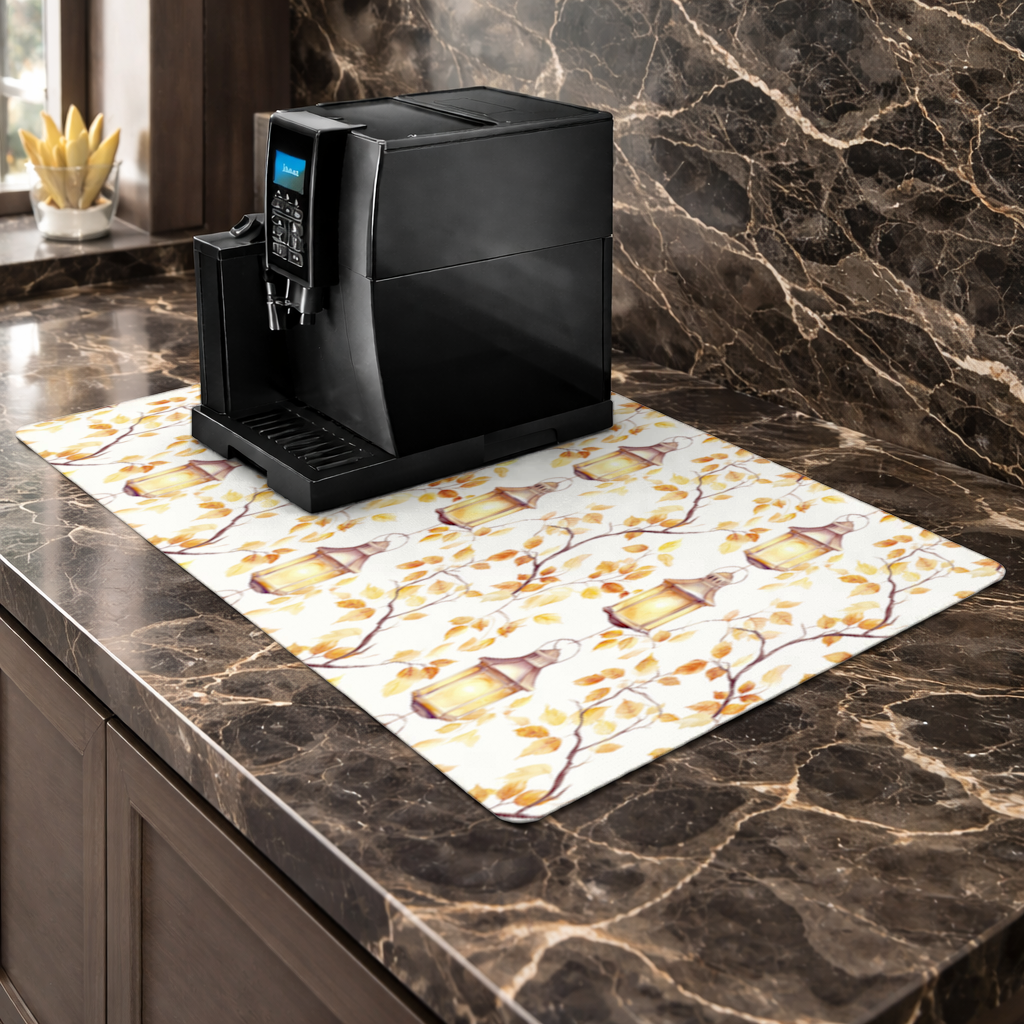 Vintage Watercolor Fall Branches Coffee Machine Base Mat
