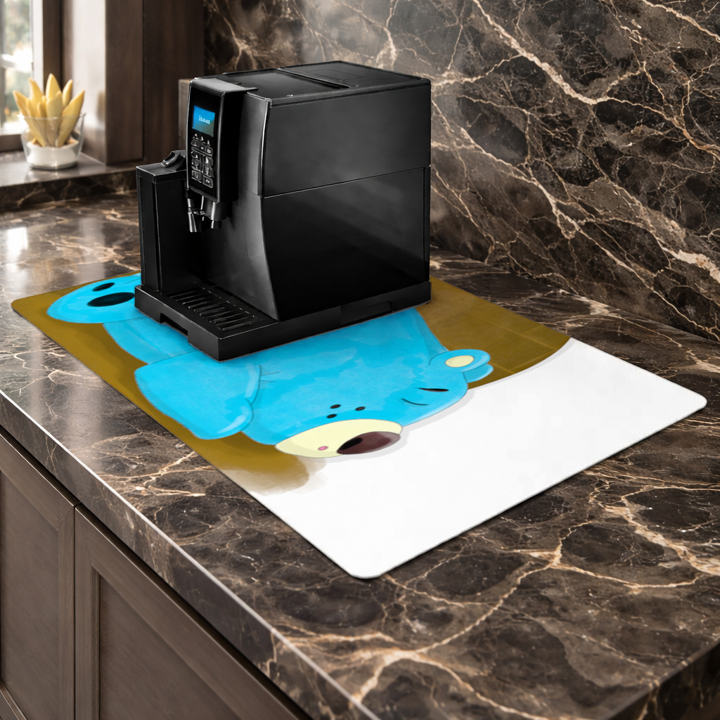 Blue teddy bear Pooli-Fairytale Character Coffee Machine Base Mat
