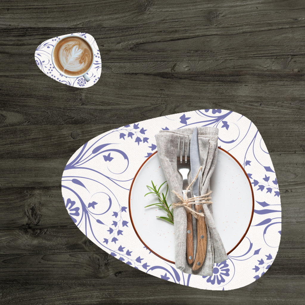 Blue White Vintage Floral Pattern Charger Plate Set 12 Pieces