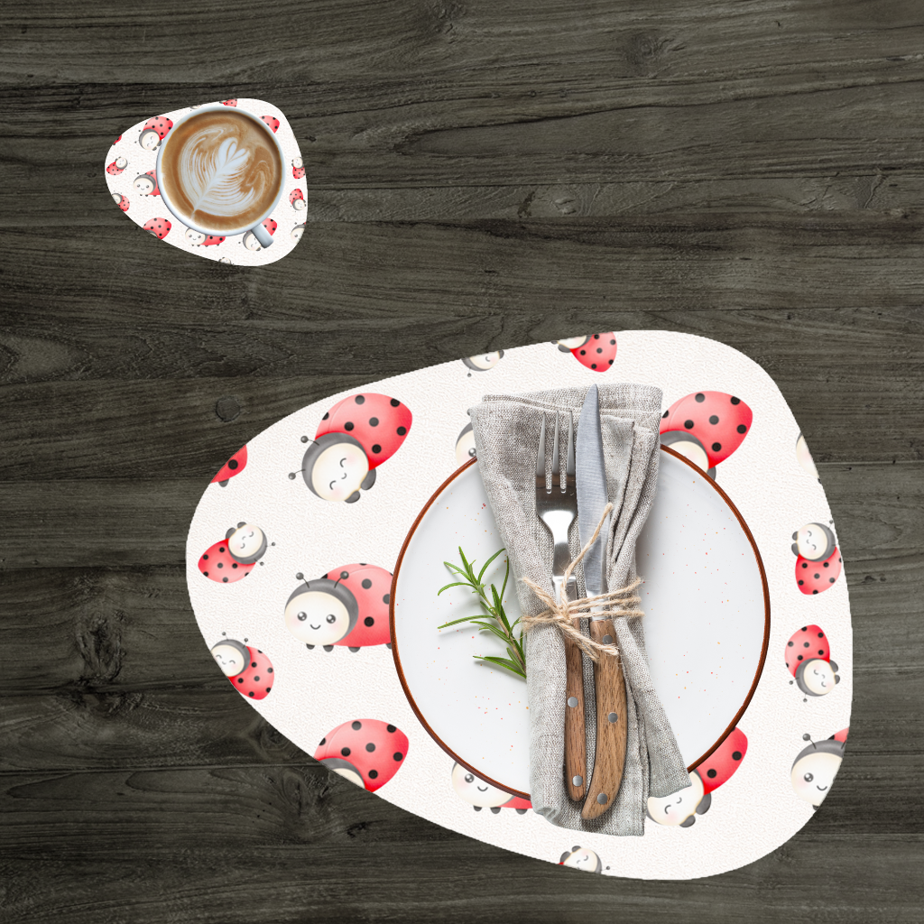 Cute Kawaii Ladybug Pattern Charger Plate Set 12 Pieces