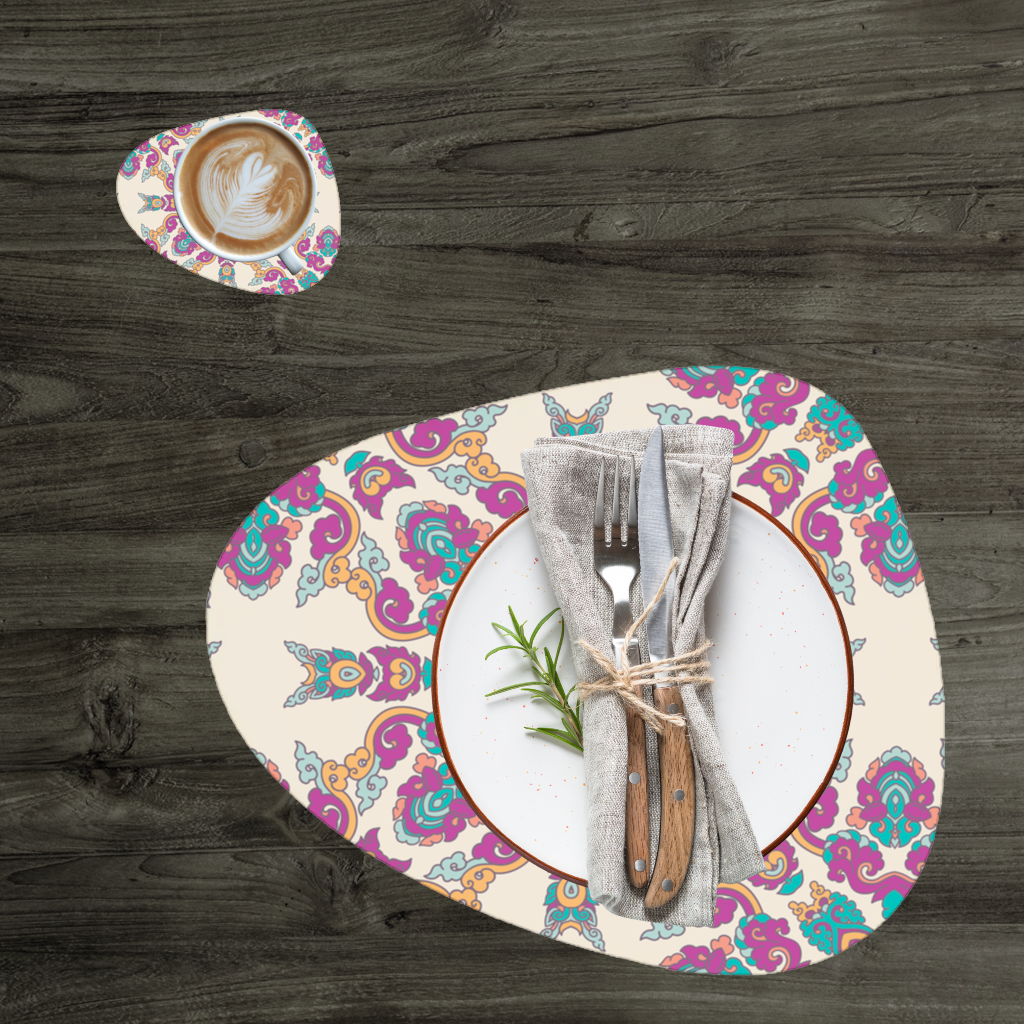 Colorful Oriental Symmetrical Mandala Pattern Charger Plate Set 12 Pieces