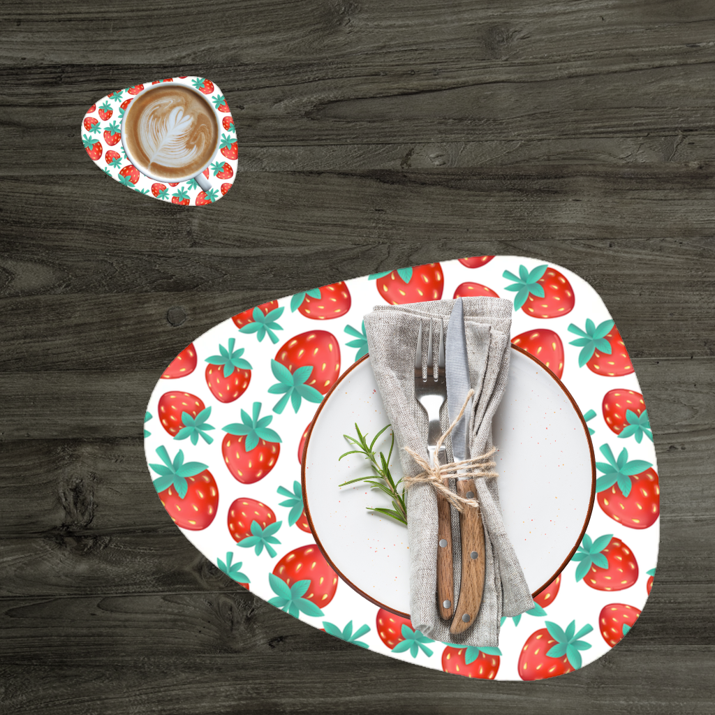 Vibrant Red Strawberry Summer Pattern Charger Plate Set 12 Pieces