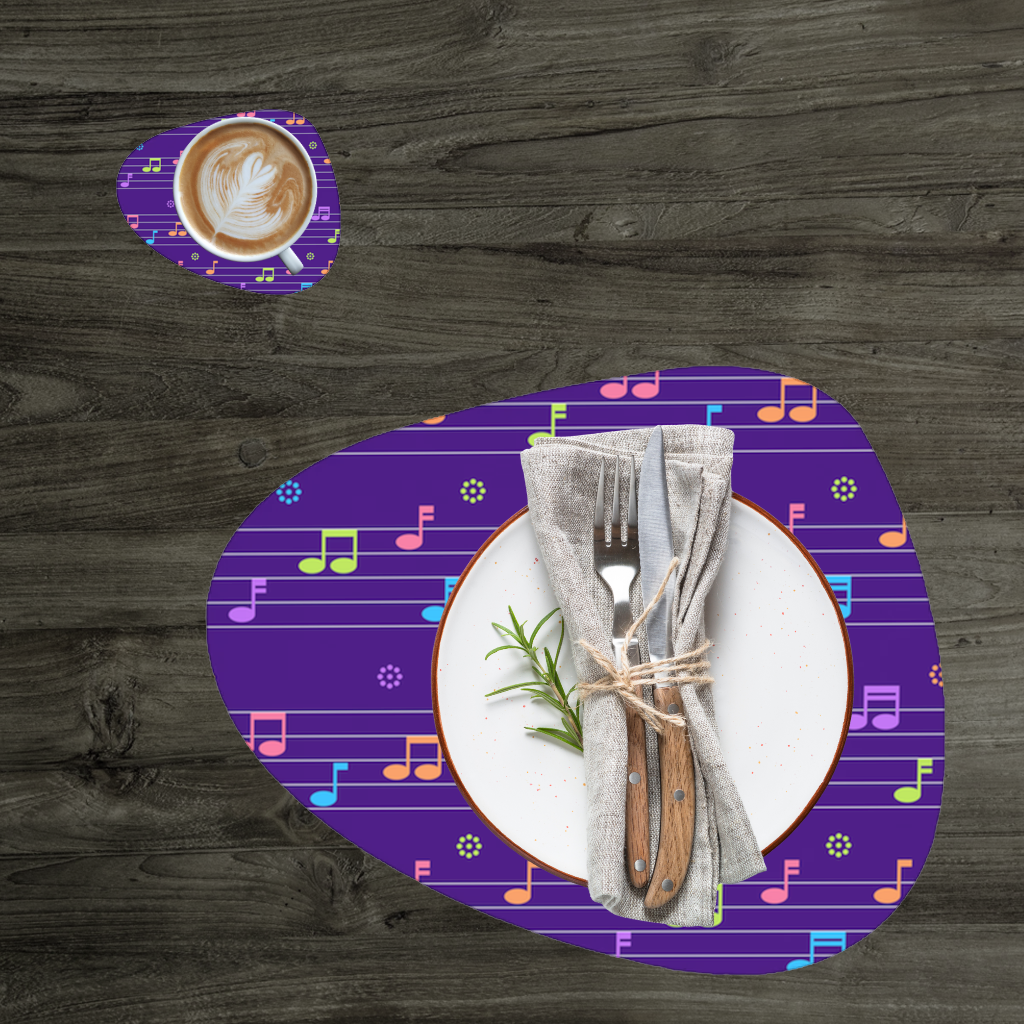 Colorful Music Notes and Modern Rhythm Seamless Pattern Charger Plate Set 12 Pieces