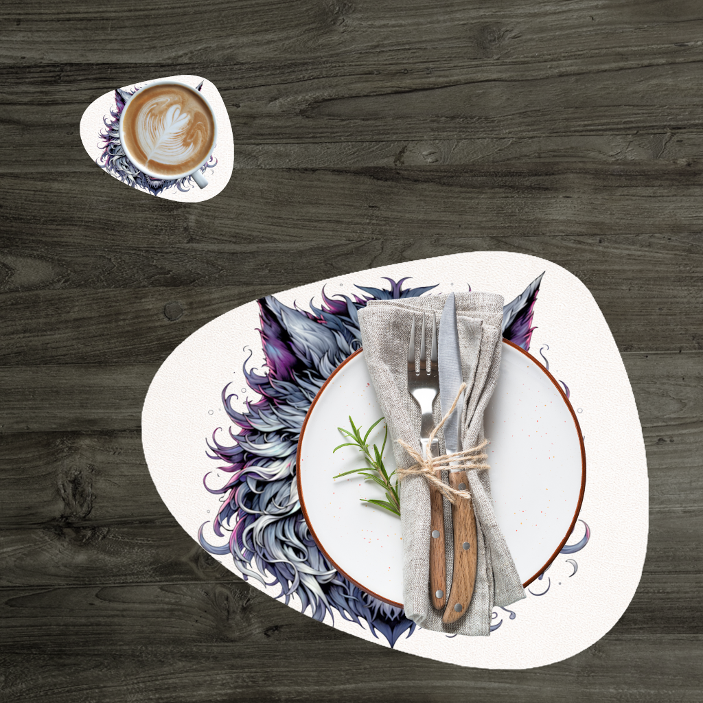 Fierce Wolf Head Illustration Heterochromia Eyes, Savage Wolf Charger Plate Set 12 Pieces