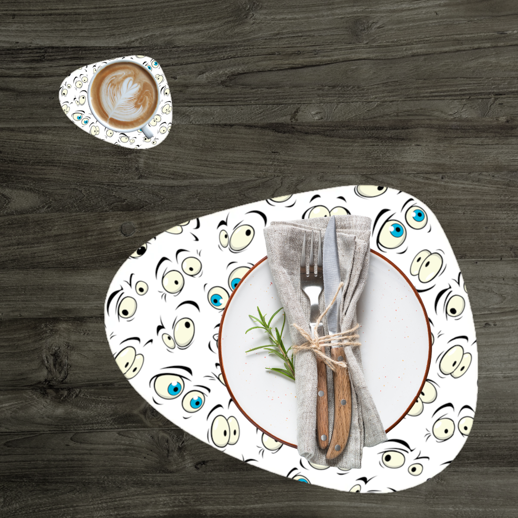 Funny Cartoon Eyes Pattern Charger Plate Set 12 Pieces