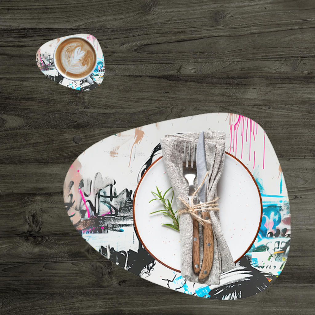 Graffiti Style Modern Mona Lisa Illustration Charger Plate Set 12 Pieces