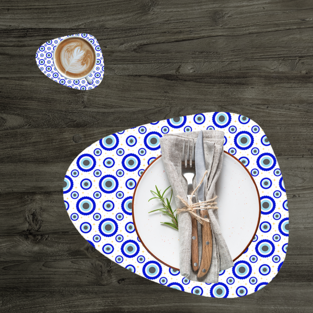 Blue Evil Eye Pattern with Stars Charger Plate Set 12 Pieces