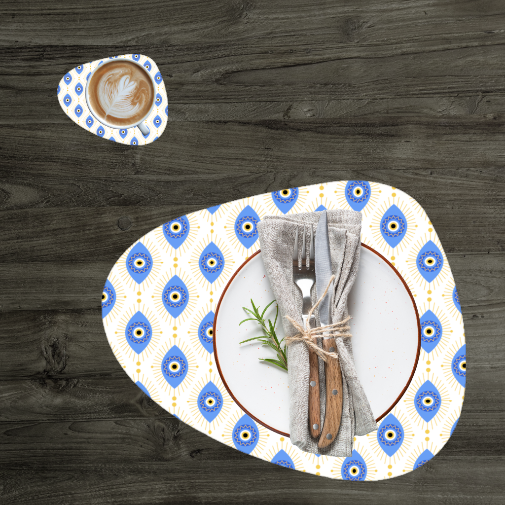 Modern Evil Eye Pattern with Sunburst Rays Charger Plate Set 12 Pieces
