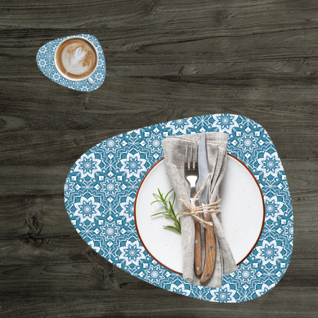 Elegant Blue Mandala Pattern Charger Plate Set 12 Pieces