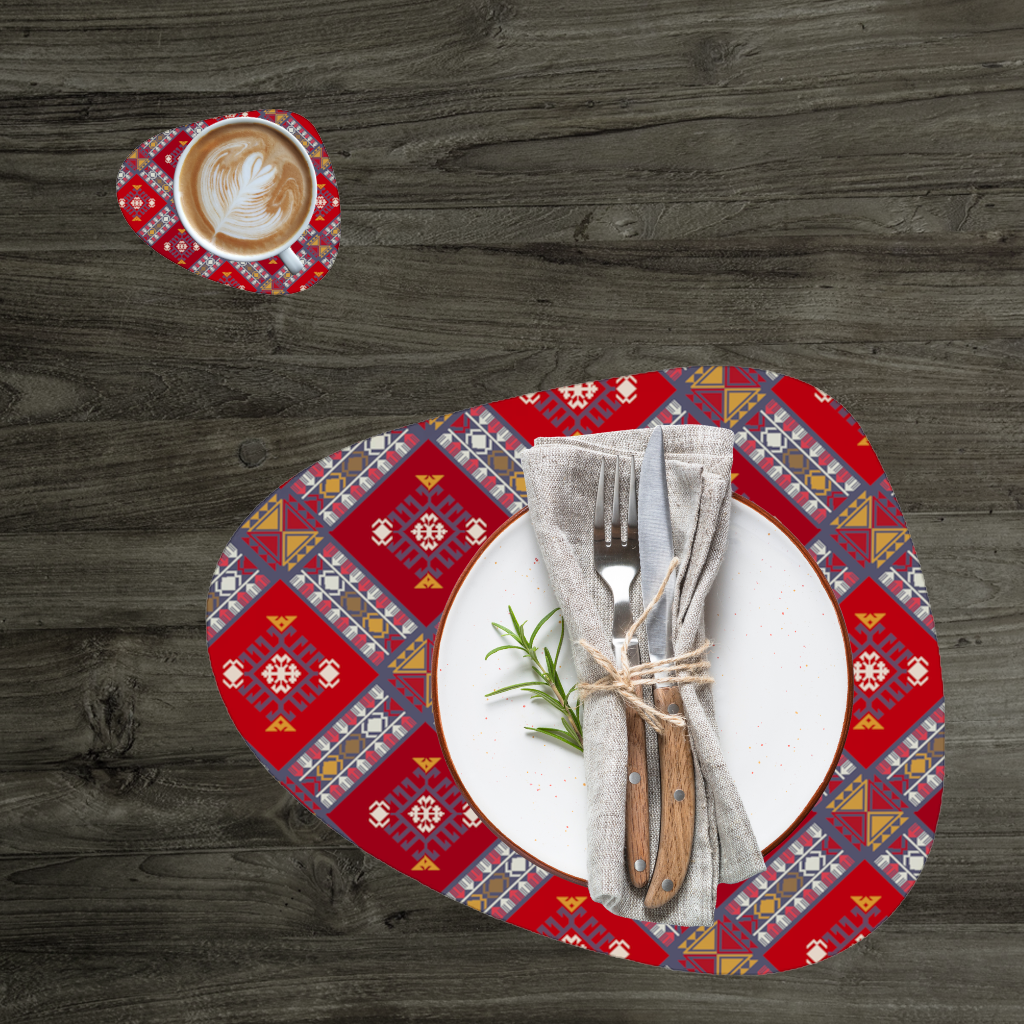 Geleneksel Kilim Desenli Motif Servis Tabağı Altlığı (12 Adet)