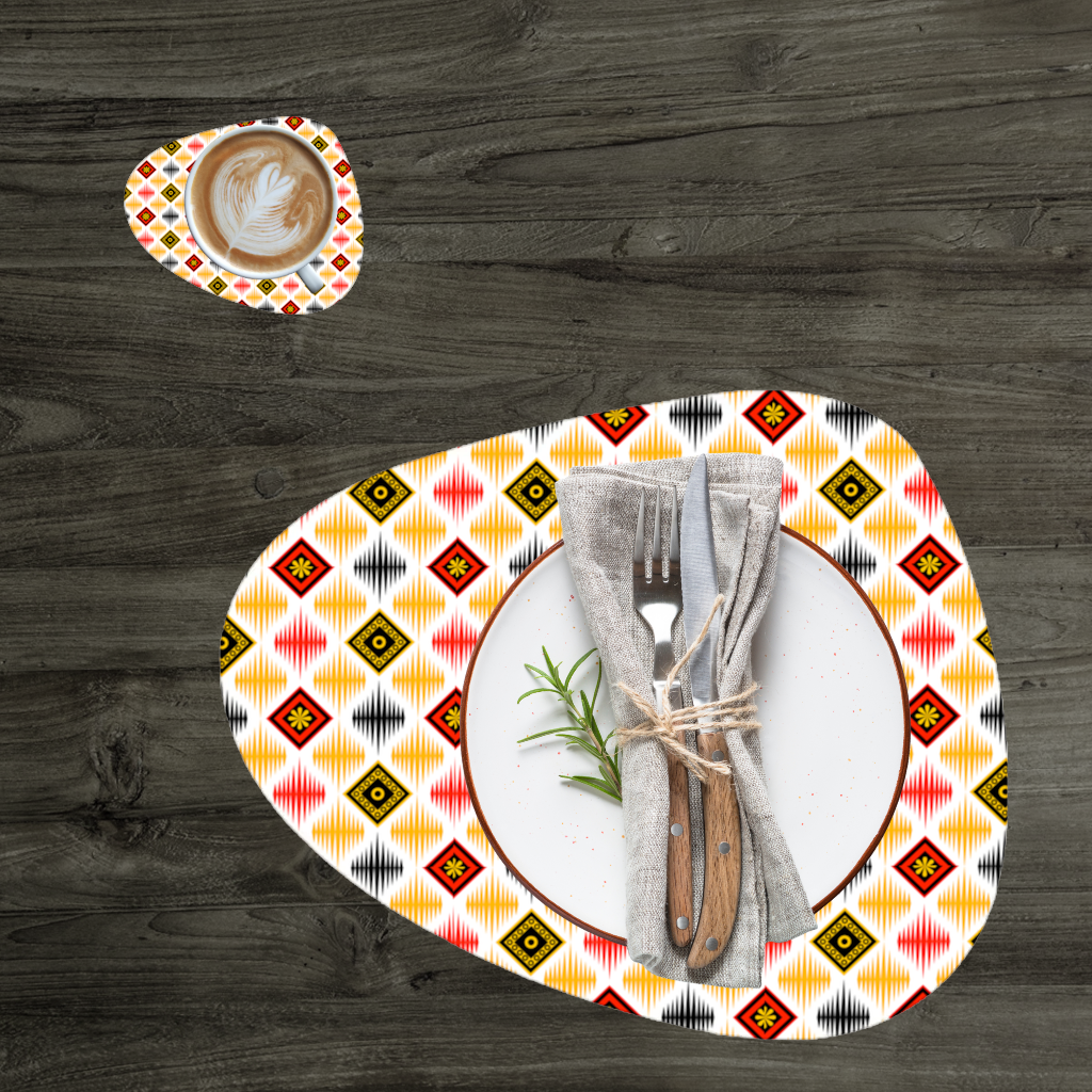 Vibrant Ethnic Geometric Motif Charger Plate Set 12 Pieces