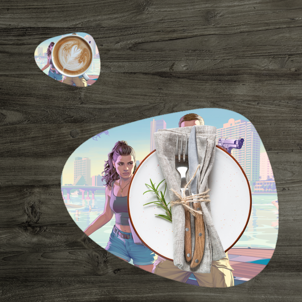 Vice City Showdown Tropical Heist Duo Charger Plate Set 12 Pieces