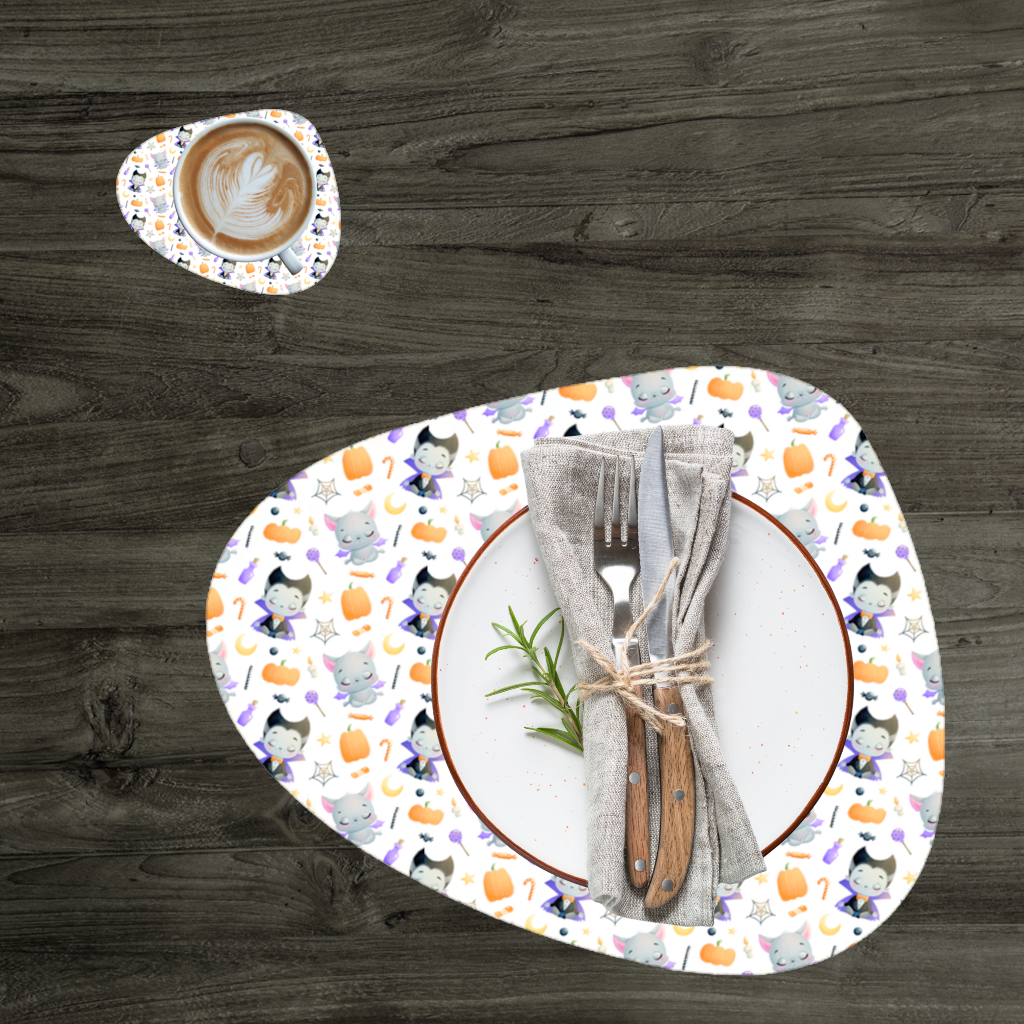 Cute Vampire and Bat Halloween Seamless Pattern Charger Plate Set 12 Pieces