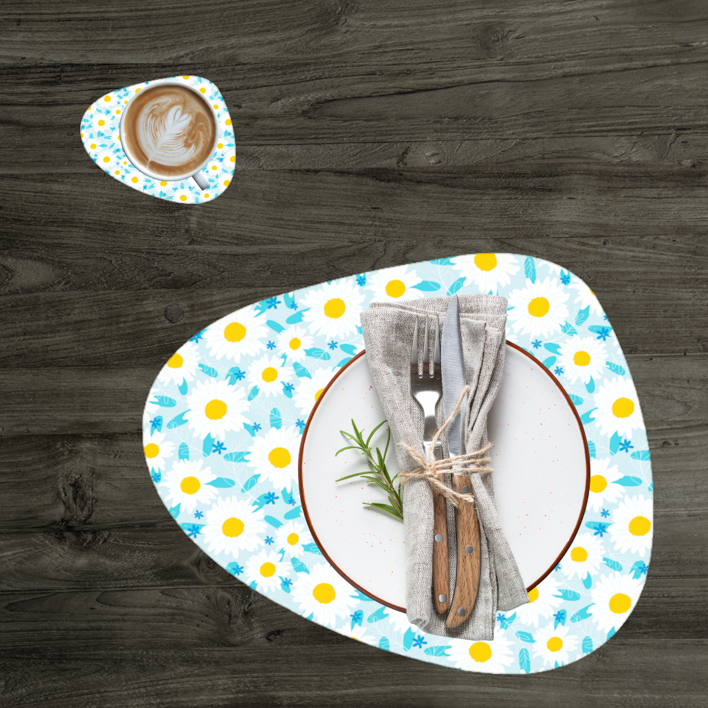 Daisy Garden and Turquoise Leaves Pattern Charger Plate Set 12 Pieces