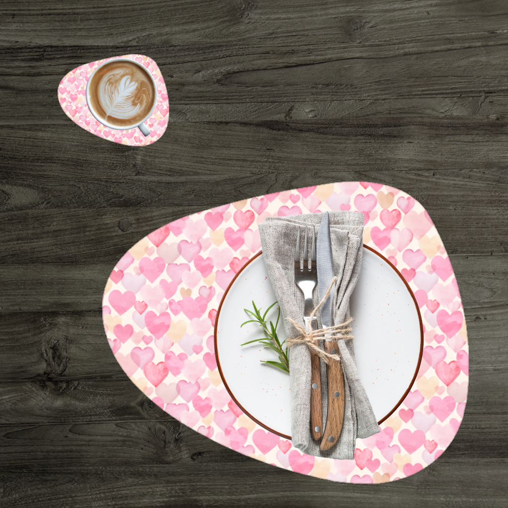 Watercolor Pink Hearts Charger Plate Set 12 Pieces