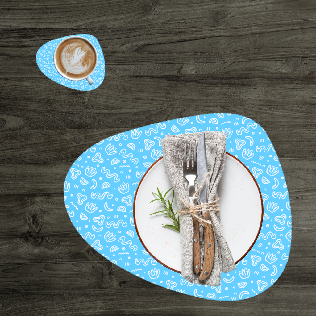Blue Abstract Doodle Charger Plate Set 12 Pieces
